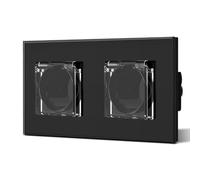 BSEED Enchufe Estanco Exterior,Enchufes Empotrable Con Cristal,Seguridad infantil,Fácil Instalación,2 Enchufes,157mm Negro