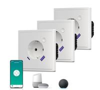 BSEED Enchufe inalámbrico con USB C mate, 20 W, carga rápida, enchufe inteligente, empotrado, con medición de corriente, serie S, 1 compartimento, 86 mm, color blanco, 3 unidades