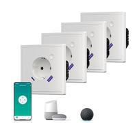 BSEED Enchufe inalámbrico con USB C mate, 20 W, carga rápida, enchufe inteligente, empotrado, con medición de corriente, serie S, 1 compartimento, 86 mm, color blanco, 4 unidades