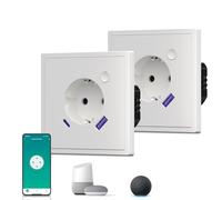 BSEED Enchufe inalámbrico con USB C mate, 20 W, carga rápida, enchufe inteligente, empotrado, con medición de corriente, serie S, 1 compartimento, 86 mm, color blanco, 2 unidades