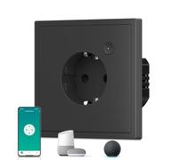 BSEED Enchufe Inteligente Alexa,Mate Enchufe Pared Wifi con Temporizadores,Control Remoto por APP & Voz,Requiere Cable Neutro,1 Enchufe,Negro 86mm