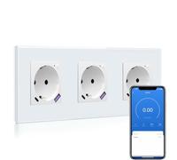 BSEED Enchufe Inteligente con Cargador Rápido USB C 20W, Toma de Corriente Inteligente Eempotrada con Medición de Corriente Funciona con Alexa/Google Home, Enchufe con Smart Life App,3 Gang Blanco