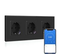 BSEED Enchufe Inteligente con Cargador Rápido USB C 20W, Toma de Corriente Inteligente Eempotrada con Medición de Corriente Funciona con Alexa/Google Home, Enchufe con Smart Life App,3 Gang Negro