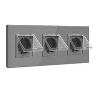 BSEED Enchufe Pared Schuko con Tapa Impermeable, Enchufe Triple 3 Gang, Enchufes Pared 16Amp Gris, Enchufes de Extensión