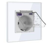 BSEED Enchufe Schuko 20W Cargador Rápido con Tapa Impermeable, Enchufe Empotrada con USB C, Enchufe 16Amp Ideal para Habitaciones Húmedas, Uso en Interiores, 1 Gang Blanco
