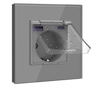 BSEED Enchufe Schuko 20W Cargador Rápido Con Tapa Impermeable, USB C, 16Amp Para Habitaciones Húmedas, Uso en Interiores, 1 Gang Gris