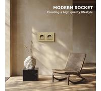 BSEED Enchufes Pared con Cristal,Enchufe doble Empotrable Estándar,Instalación Con Garfio,Conexión sin Destornillador,Seguridad infantil,E-Serie,2 Enchufes - 3 Paquetes,157mm Oro