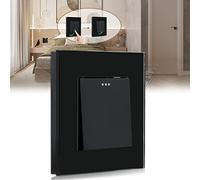 BSEED Interruptor Basculante Interruptor de luz 1 Gang 1Vía,interruptor pared con marco de cristal,16A Negro Interruptor de luz de botón pulsador(Vuelve a la posición original después de pulsar)