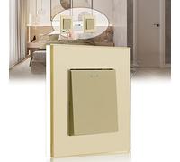 BSEED Interruptor Basculante Interruptor de luz 1 Gang 1Vía,interruptor pared con marco de cristal,16A Oro Interruptor de luz de botón pulsador(Vuelve a la posición original después de pulsar)