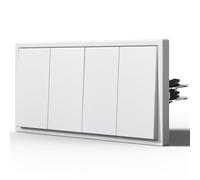 BSEED Interruptor Conmutador con Garfio,Interruptores modernos con Mate,Basculante Con Placa Grande,Conexión Rápida sin Tornillos,E-Series,2 Gang 2 Vía,150mm Blanco