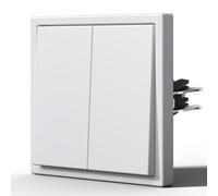 BSEED Interruptor Conmutador con Garfio,Interruptores modernos con Mate,Basculante Con Placa Grande,Conexión Rápida sin Tornillos,E-Series,2 Gang 2 Vía,80mm Blanco