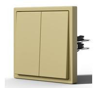 BSEED Interruptor Conmutador con Garfio,Interruptores modernos con Mate,Basculante Con Placa Grande,Conexión Rápida sin Tornillos,E-Series,2 Gang 2 Vía,80mm Oro