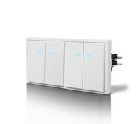 BSEED Interruptor Conmutador pared Mate,Basculante con Garfio,Botón Pulsador con Pilotitos LED,Fácil Instalación,C-Series,Double 2 Gang 2 Vía,150mm Blanco