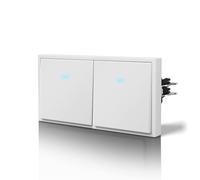 BSEED Interruptor Conmutador pared Mate,Basculante con Garfio,Botón Pulsador con Pilotitos LED,Fácil Instalación,C-Series,Double 1 Gang 2 Vía,150mm Blanco