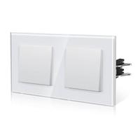 BSEED Interruptor de luz Con Cristal,Interruptor luz pared con Garfio,interruptor conmutador,Botón Pulsador,Fácil Instalación,E-Series,1 Gang 3 Vía,157mm Blanco