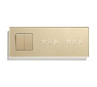 BSEED Interruptor de luz de botón 2 compartimentos, 1 vía, con interruptor de persiana, interruptor doble compatible con Alexa Smart Life, Tuya y Google Home, 228 mm, dorado