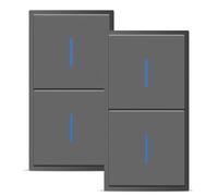 BSEED Interruptor de luz empotrado con abrazadera de enchufe, 1 vía + 1 compartimento de 1 vía con luz de control LED, interruptor doble con marco de PC, interruptor empotrado gris, 150 x 80 mm, 2