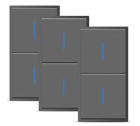 BSEED Interruptor de luz empotrado con abrazadera de enchufe, 1 vía + 1 compartimento de 1 vía con luz de control LED, interruptor doble con marco de PC, interruptor empotrado gris, 150 x 80 mm, 3