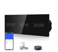 BSEED Interruptor de luz inteligente Alexa de 3 niveles, compatible con Tuya/Google Home/SAMRT LIFE blanco, regulador de intensidad triple con panel táctil negro, mando a distancia por aplicación y