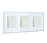BSEED Interruptor de luz simple de 1 vía, empotrable, interruptor físico triple de cristal, 10 A, interruptor basculante de pared, blanco