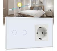 BSEED Interruptor de luz táctil con enchufe con indicador LED, 2 vías, 2 vías, toca el campo del sensor, enchufe de pared táctil, lámparas LED blancas (no interruptor inteligente)