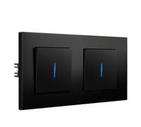 BSEED Interruptor Doble pared con Garras, Interruptor Conmutador con LED Indicador, 1 Gang 2 Vías, Interruptor de luz con Marco de PC mate, Fácil de Instalar, 157 * 86mm Negro