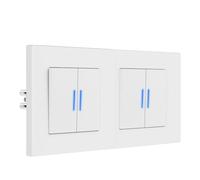 BSEED Interruptor Doble pared con Garras, Interruptor Conmutador con LED Indicador, 2 Gang 2 Vías, Interruptor de luz con Marco de PC mate, Fácil de Instalar, 157 * 86mm Blanco
