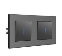 BSEED Interruptor Doble pared con Garras, Interruptor de luz con LED Indicador, Basculante con Marco de PC mate, Fácil de Instalar, 1 Gang 1 Vía, 157 * 86mm Gris