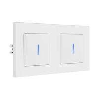 BSEED Interruptor Doble pared con Garras, Interruptor de luz con LED Indicador, Basculante con Marco de PC mate, Fácil de Instalar, 1 Gang 1 Vía, 157 * 86mm Blanco