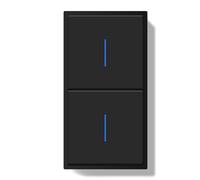 BSEED Interruptor Empotrado, Doble Interruptor Pulsador con Terminal Enchufable, Light Switch 1 Gang 1 Vía + 1 Gang 1 Vía con Indicador Luminoso LED y Marco de PC, Negro, 150X80mm