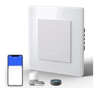 BSEED Interruptor Inteligente WIFI con Vidrio,Basculante Con Pilotitos LED,Requiere Cable Neutro,E-Series,1 Gang 1 Vía,86mm Blanco