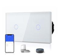 BSEED Interruptor Inteligente WIFI,Interruptores Tactil Con Cristal,Compatible con Alexa,Tuya y Smart Life,Requiere Cable Neutro,1 Gang 1 Vía,157mm Blanco