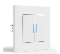 BSEED Interruptor Pared con Garras, Interruptor Conmutador con LED Indicador, 2 Gang 2 Vías, Interruptor de luz con Marco de PC mate, Fácil de Instalar, 86 * 86mm Blanco