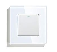 BSEED Interruptor pared Normal,Basculante Con Luz de Orientación,Marco de Cristal,Fácil Instalación,Fáciles de Limpiar,1 Gang 1 Vía,86mm Blanco