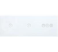BSEED Interruptor Persiana WiFi,interruptores tactil empotrado,Inteligente Control de Porcentaje,Panel de Cristal,Control Remoto,Requiere Cable Neutro,2 * 1 Gang + Persiana,228mm Blanco