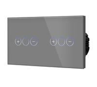BSEED Interruptor Regulador de Luz, Interruptor Táctil de Pared con Panel de Cristal, 1 Gang 1 Vía + 1 Gang 1 Vía Gris 157mm