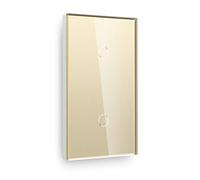 BSEED interruptor tactil 1 Gang 1 Vía+ 1 Gang 1 Vía,interruptor táctil de pared Oro con indicador LED, 500W interruptores de luz pared con con panel de vidrio templado,sin cable neutro