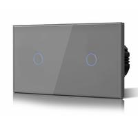 BSEED Interruptor Tactil luz pared,Vidrio Panel con luz Piloto,Sin Función Wifi,1 Gang 1 Vía,157mm Gris