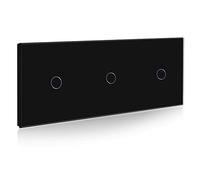 BSEED interruptor tactil Triple,1 Gang 1 Vía+ 1 Gang 1 Vía+1 Gang 1 Vía interruptor táctil de pared Negro con indicador LED, interruptores de luz pared con con panel de vidrio templado