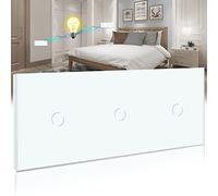 BSEED Interruptor Táctil Triple 1 Gang 2 Vías Con Indicador LED - Panel de Vidrio Templado Blanco Para Pared