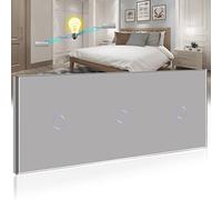 BSEED Interruptor Táctil Triple de Pared, 1 Gang 2 Vías, Gris Con Indicador LED, Panel de Vidrio Templado