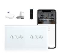 BSEED Interruptor Tactil ZIGBEE Sin Neutro,Vidrio Panel con luz Piloto,Compatible con Alexa/Tuya/Smart Life,Requiere Hub,Dimmer 1 Gang 1 Vía,157mm Blanco