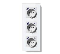 BSEED LIFE Enchufe de Pared,Triple Enchufe Schuko de Empotrar 3 Gang 16A con USB-C 20W Carga Rápida USB-A,Marco de Cristal,Fácil Instalación,Garras Plegables con Toma de Tierra,228 * 86mm Blanco