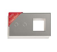 BSEED Marco de vidrio panel de marco de vidrio para interruptor de luz y enchufe panel de vidrio de vidrio panel de vidrio para interruptor de luz de pared y enchufe 2 Gang Gris 157 mm