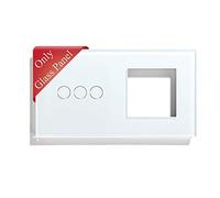 BSEED Marco de vidrio panel de marco de vidrio para interruptor de luz y enchufe panel de vidrio de vidrio panel de vidrio para interruptor de luz de pared y enchufe 3 Gang Blanco 157 mm