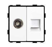 BSEED Marco Interruptor de Pared,Marco de vidrio panel,Compatible con Pulsador, Conmutador y Enchufe Schuko,Fácil de Montar,FK TV + CAT5,Blanco 86mm