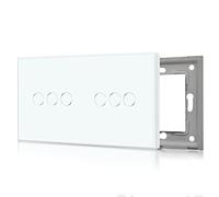 BSEED Marco Interruptor de Pared,Marco de vidrio panel,Compatible con Pulsador, Conmutador y Enchufe Schuko,Fácil de Montar,Panel P3,Blanco 157mm
