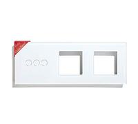 BSEED Marco panel de marco de vidrio para interruptor de luz y enchufe panel de vidrio de cristal panel de vidrio para interruptor de luz de pared y enchufe 3 Gang Blanco 228 mm