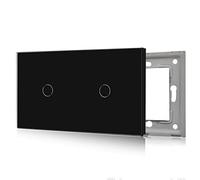 BSEED Nueva Versión Interruptor de Luz de Pared Panel de Vidrio Táctil Solo doble 1 Gang Negro 157mm * 86mm