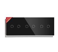 BSEED Nueva Versión Interruptor de Luz de Pared Panel de Vidrio Táctil Solo Triple 2 Gang Negro 228 mm * 86 mm